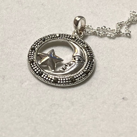 925 Sterling Silver. Marcasite. Necklace - Picture 3 of 7